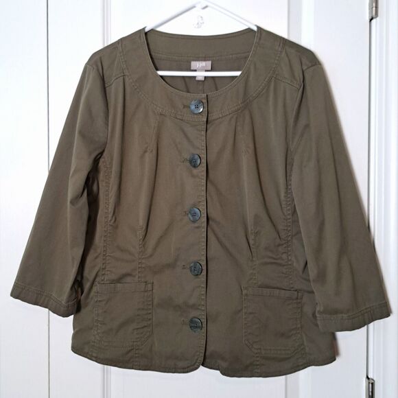 J Jill Jacket Size 14 Lightweight Stretch Olive Green Elevated Casual Chic - Picture 2 of 8